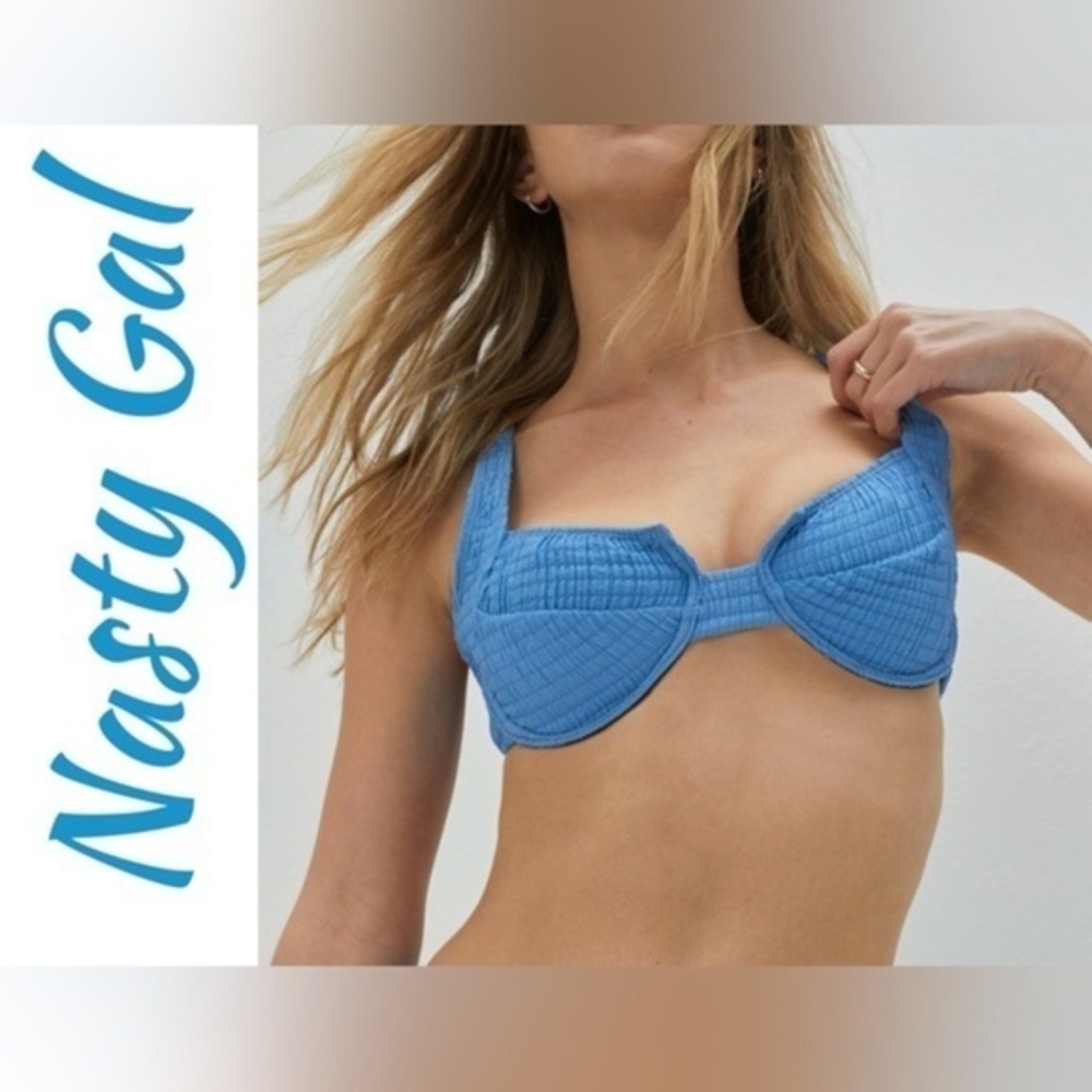 ❤️NEW Nasty Gal Blue Aqua Underwire Bikini Top in Blue Sz 8 Summer Beach
